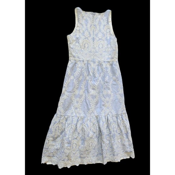 Antonio Melani Zuri Eyelet Embroidered Midi Dress Size 8/M Sleeveless Bluebell - Picture 6 of 11